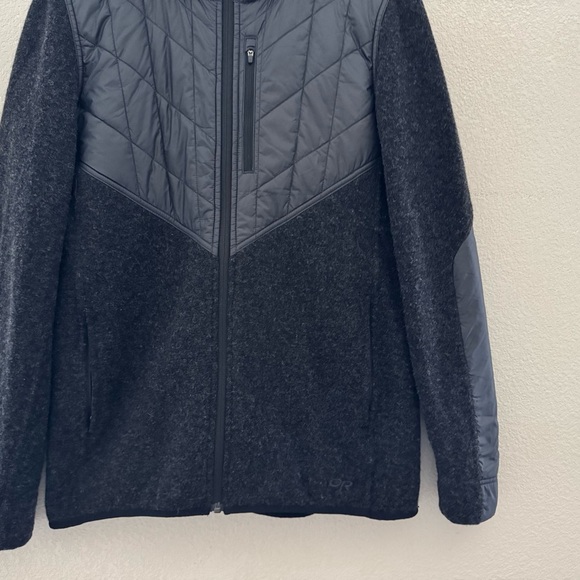 Outdoor Research Women's Cyprus Hooded Jacket Zip Up Hybrid Wool Outdoor Black L - Picture 9 of 15